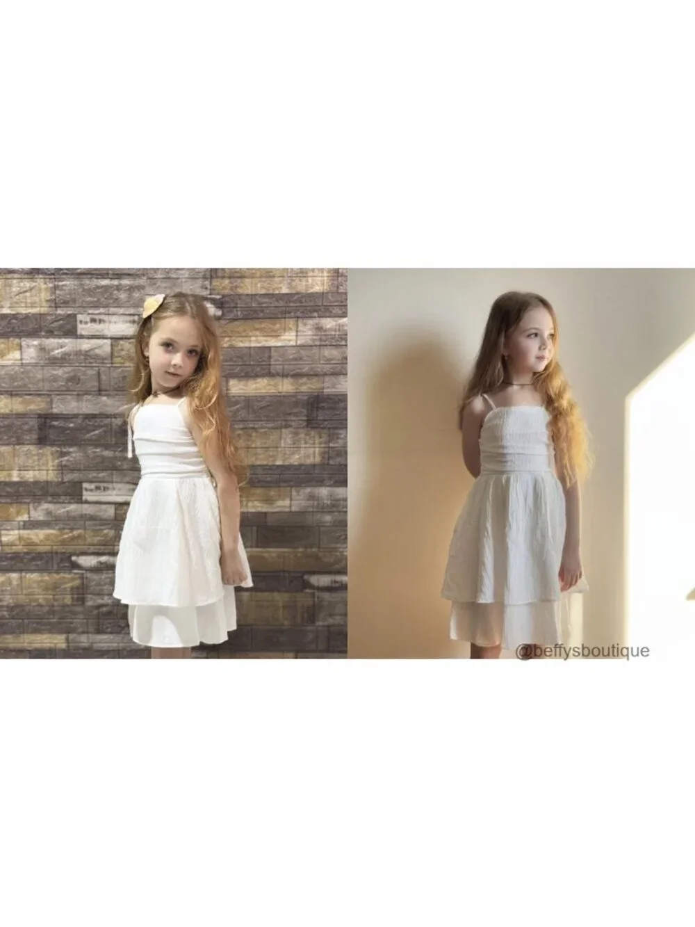 Girls Summer Spaghetti Strap Dress Flowy Ruched Back Sundress